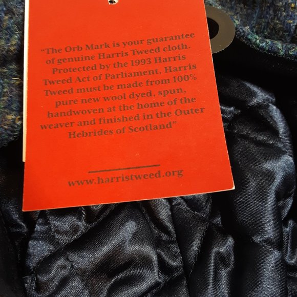 Genuine Harris Tweed® Cap ZH051 Women's Baker Boy Cap PEACOCK BLUE - OSFM - Picture 4 of 9